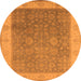 Round Oriental Orange Traditional Rug, urb800org