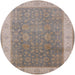 Round Mid-Century Modern Rose Purple Oriental Rug, urb800