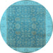 Round Oriental Light Blue Traditional Rug, urb800lblu