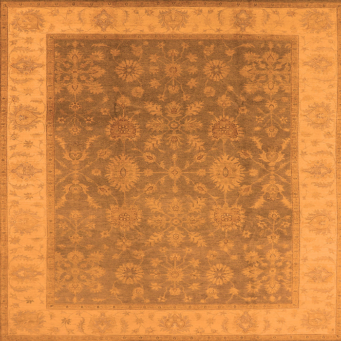 Square Machine Washable Oriental Orange Traditional Area Rugs, wshurb800org