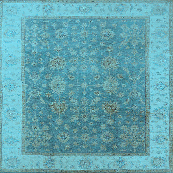 Square Machine Washable Oriental Light Blue Traditional Rug, wshurb800lblu