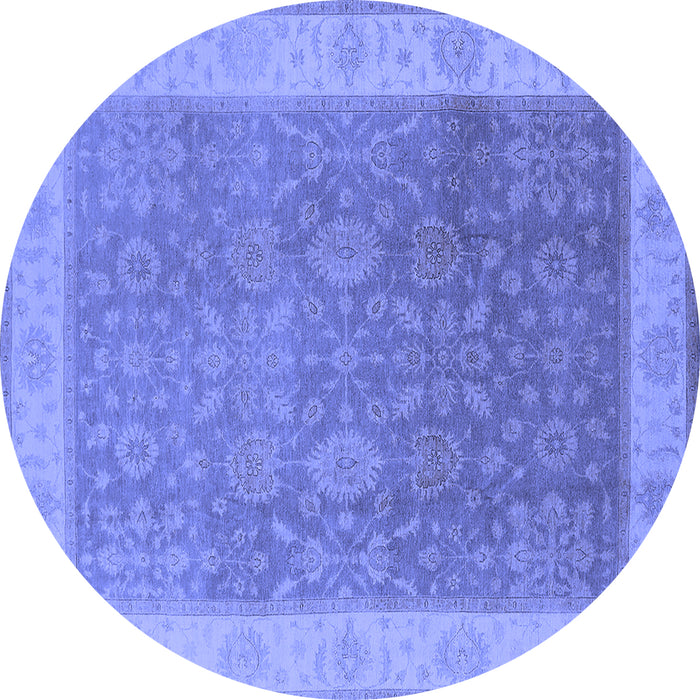 Round Oriental Blue Traditional Rug, urb800blu