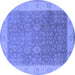 Round Oriental Blue Traditional Rug, urb800blu