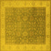 Square Machine Washable Oriental Yellow Traditional Rug, wshurb800yw