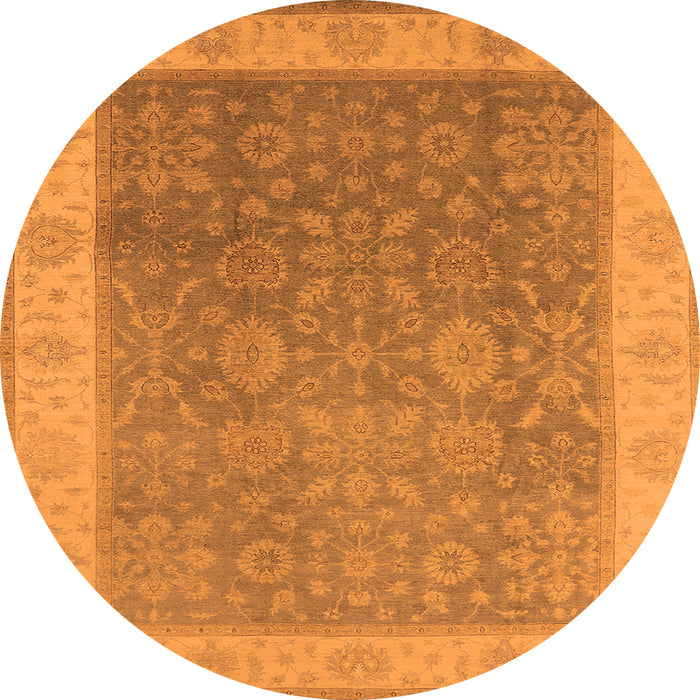 Round Machine Washable Oriental Orange Traditional Area Rugs, wshurb800org