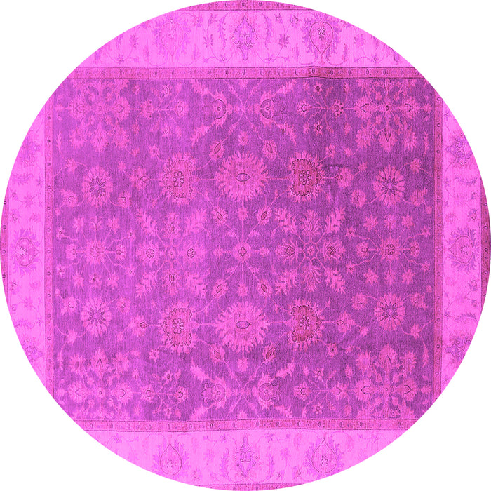 Round Machine Washable Oriental Pink Traditional Rug, wshurb800pnk