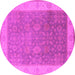 Round Machine Washable Oriental Pink Traditional Rug, wshurb800pnk
