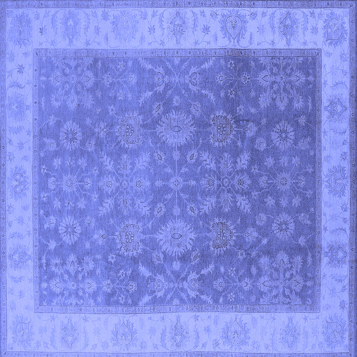 Square Machine Washable Oriental Blue Traditional Rug, wshurb800blu