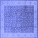 Square Machine Washable Oriental Blue Traditional Rug, wshurb800blu