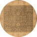 Round Oriental Brown Traditional Rug, urb800brn