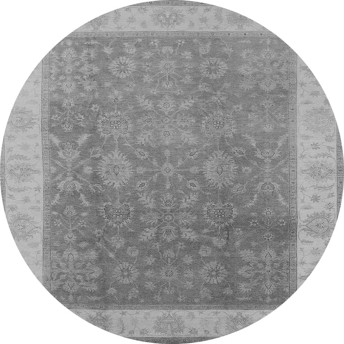 Round Machine Washable Oriental Gray Traditional Rug, wshurb800gry