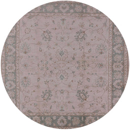 Round Machine Washable Industrial Modern Rose Dust Purple Rug, wshurb801