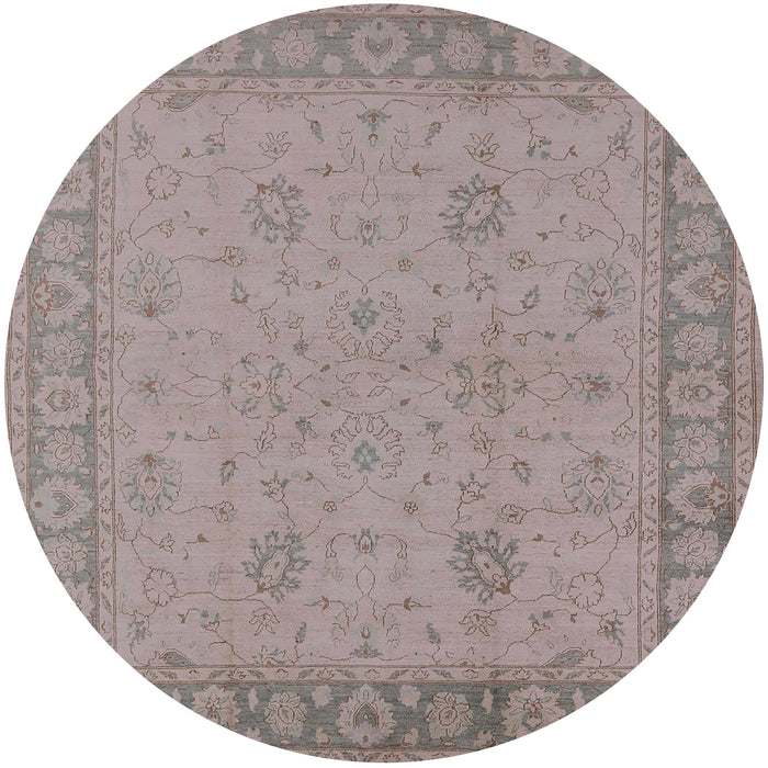 Round Machine Washable Industrial Modern Rose Dust Purple Rug, wshurb801