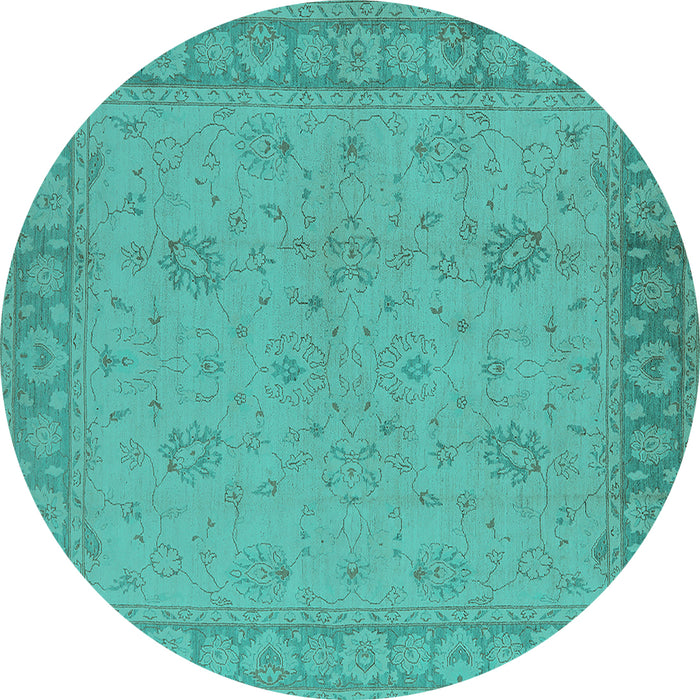 Round Oriental Turquoise Industrial Rug, urb801turq