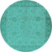 Round Oriental Turquoise Industrial Rug, urb801turq