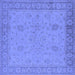 Square Machine Washable Oriental Blue Industrial Rug, wshurb801blu