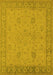 Machine Washable Oriental Yellow Industrial Rug, wshurb801yw