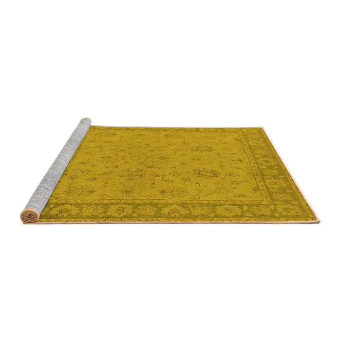 Sideview of Machine Washable Oriental Yellow Industrial Rug, wshurb801yw