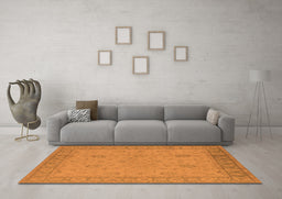 Machine Washable Oriental Orange Industrial Area Rugs in a Living Room, wshurb801org