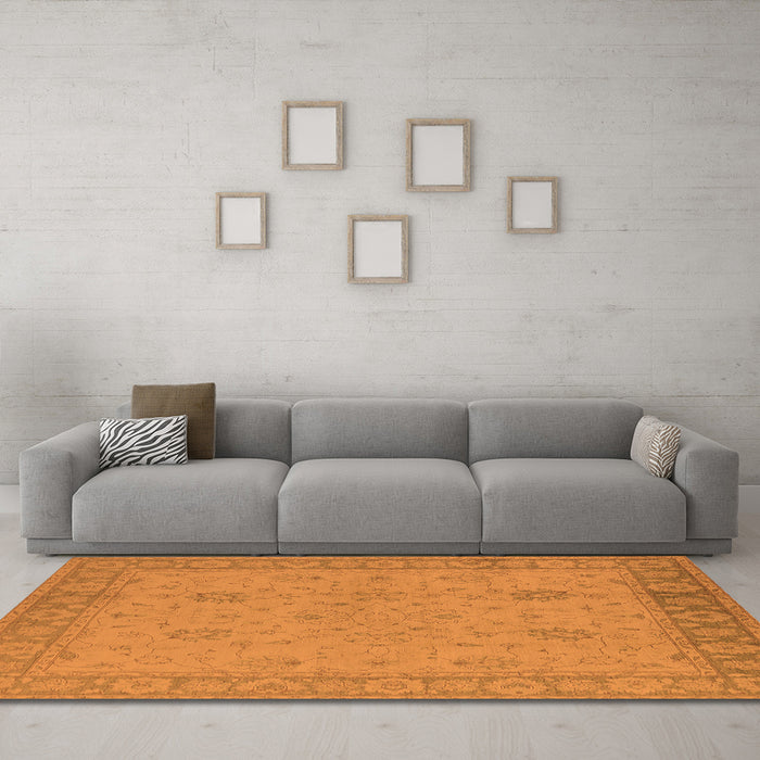Machine Washable Oriental Orange Industrial Area Rugs in a Living Room, wshurb801org