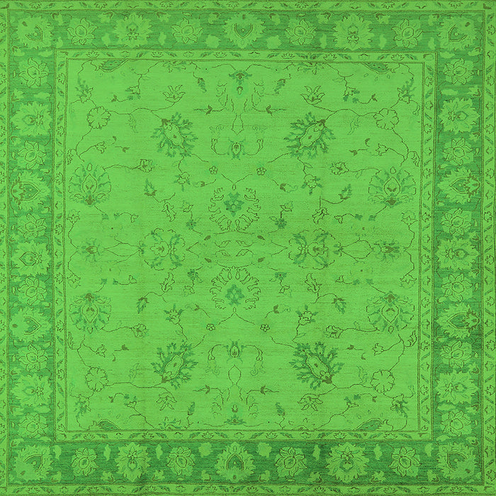 Square Machine Washable Oriental Green Industrial Area Rugs, wshurb801grn