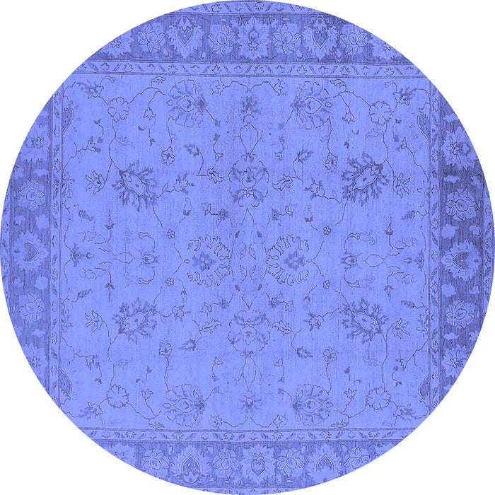 Round Oriental Blue Industrial Rug, urb801blu