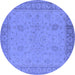 Round Oriental Blue Industrial Rug, urb801blu