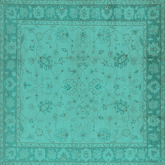 Square Oriental Turquoise Industrial Rug, urb801turq
