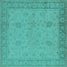 Square Oriental Turquoise Industrial Rug, urb801turq