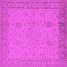 Square Machine Washable Oriental Pink Industrial Rug, wshurb801pnk