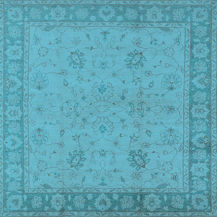 Square Machine Washable Oriental Light Blue Industrial Rug, wshurb801lblu