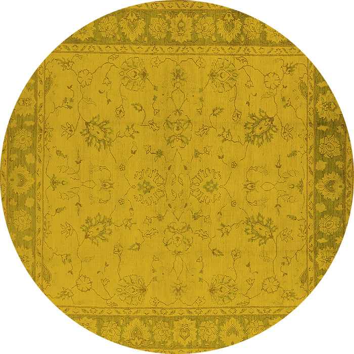 Round Oriental Yellow Industrial Rug, urb801yw