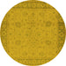 Round Oriental Yellow Industrial Rug, urb801yw