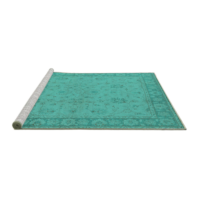 Sideview of Machine Washable Oriental Turquoise Industrial Area Rugs, wshurb801turq