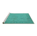 Sideview of Machine Washable Oriental Turquoise Industrial Area Rugs, wshurb801turq