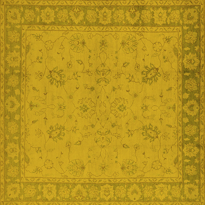 Square Machine Washable Oriental Yellow Industrial Rug, wshurb801yw