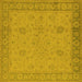 Square Machine Washable Oriental Yellow Industrial Rug, wshurb801yw