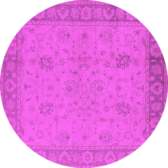 Round Machine Washable Oriental Pink Industrial Rug, wshurb801pnk