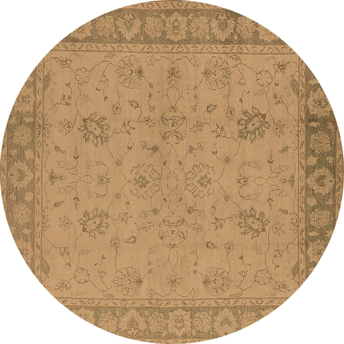 Round Oriental Brown Industrial Rug, urb801brn