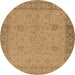 Round Oriental Brown Industrial Rug, urb801brn