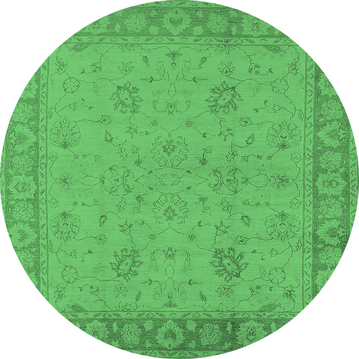 Round Oriental Emerald Green Industrial Rug, urb801emgrn