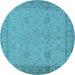 Round Oriental Light Blue Industrial Rug, urb801lblu