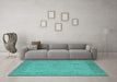 Machine Washable Oriental Turquoise Industrial Area Rugs in a Living Room,, wshurb801turq