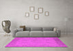 Machine Washable Oriental Pink Industrial Rug in a Living Room, wshurb801pnk