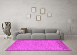 Machine Washable Oriental Pink Industrial Rug in a Living Room, wshurb801pnk