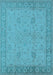 Machine Washable Oriental Light Blue Industrial Rug, wshurb801lblu