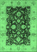 Machine Washable Oriental Emerald Green Traditional Area Rugs, wshurb802emgrn