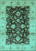 Machine Washable Oriental Turquoise Traditional Area Rugs, wshurb802turq