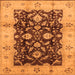 Square Machine Washable Oriental Orange Traditional Area Rugs, wshurb802org