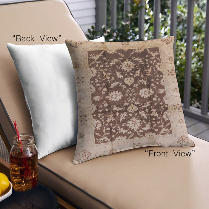 Front View of Mid-Century Modern Urban Square Pastel Orange Throw Pillow, 18 inch by 18 inch, pwurb802